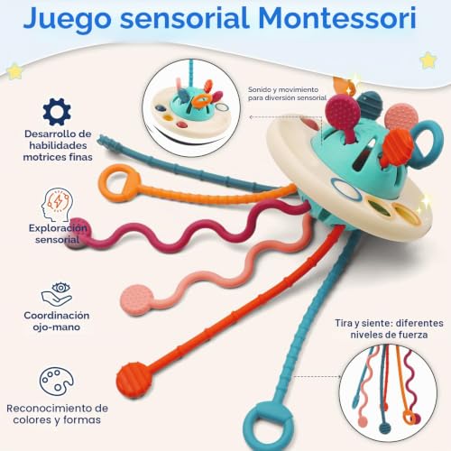Fyxttalor Kids Toys 1 Year Old, Montessori Sensory Toy for Baby 12-18 Months+ UFO Drag Toys, Fine Motor Educational Toy, Gift for Boys and Girls