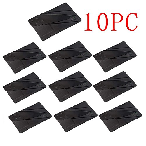 Garberiel 10 Pack Credit Card Knife Multifunction Folding Blade Knives, Black Stainless Steel Blade and Plastic Handle Mini Pocket Knife