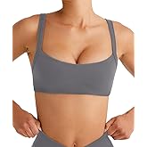 Olmlmt Wireless Padded Sports Bras for Women Adjustable Strap Square Neck Yoga Athletic Workout Crop Top