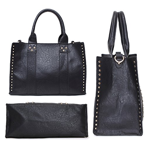 Women Handbag 3 Pieces Set Leather Shoulder Bag Satchel Purse 3 in 1 Simple Design Bronze - Thumbnail 3