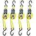 Ratchet Tie Down Strap – 4 Pack – 1 Inch – 15 Feet – 500 LBS Working Load – 1500 LB Break Strength – Cam buckle Alternative – Cargo Straps Perfect for Moving Appliances, Lawn Equipment, Motorcycle, ATV by Everest