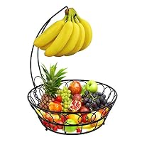 ESYLIFE Wire Fruit Basket with Banana Hanger, Black
