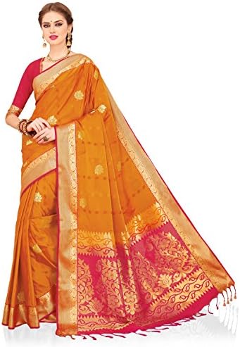 Mustard and Pink Color Meghdoot Women's Traditional Woven Art Silk Saree (1005B_MUSTARDxCHERRY_CP2)