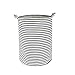 Efivs Arts Fabric Foldable Household Storage bin Jumbo Round Laundry Basket Hamper Closet Storage (Black Strip)