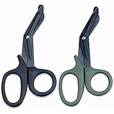 Medical Shears 2 Pcs, SWKJ Trauma Bandage Scissors,Nurses First aid Sharp Stainless Steel Saw Tooth Black Green Scissors