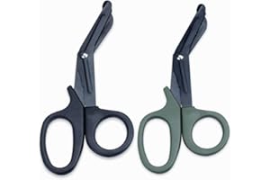 Medical Shears 2 Pcs, SWKJ Trauma Bandage Scissors,Nurses First aid Sharp Stainless Steel Saw Tooth Black Green Scissors