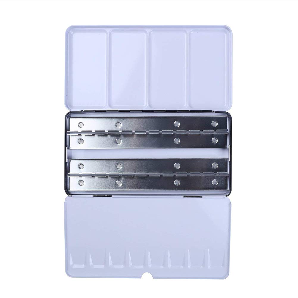 Sedensy 48 Lattice Empty Watercolour Tins, Durable Watercolor Box Tins Small Solid Paint Case Palette Half Pan Painting Tool Paint Tray Palettes - 21.3x10.8x2cm