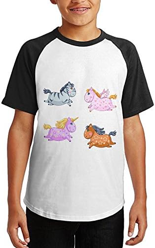 Oxinqufng Four Unicorns Youth T-Shirt Casual Short Sleeved Shirt XL