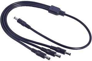 12V DC5521 Power Adapters Cord 1 Male to 3 Male Way Splitter Connectors Cable for CCTV LED Light 5.5x2.1mm Port
