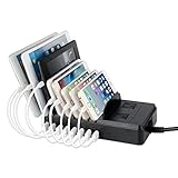 Upow Universal 8-Port USB Charging Station with 2 AC Outlets, Black