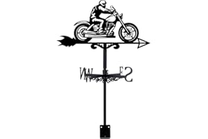 SUPERDANT Motorcycle Man Weather Vane Retro Motorcycle Wind Vanes for Yard Metal Weathervane Roof Mount for Gardens Outside Black Weathervanes Farmhouse Garage Barn Sheds Patio Decorations