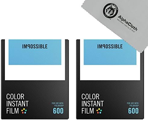 (2 PACK) Impossible Color Instant Film for 600 - White Frame, 16 Exposures + JC Wolf FiberCloth