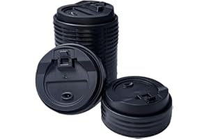 TreeMVI-100 Count Thickened Coffee Cup lids 10oz, 12oz, 16oz,20ounce Paper Cups Hot Cold Drinking Cup Lids Black Disposable plastic Cup Lids