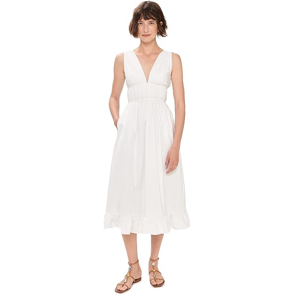 knee length dresses for ladies Eleni Linen-Blend Midi Dress