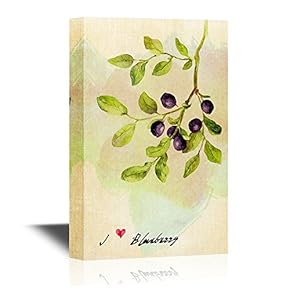 Canvas Wall Art - Vintage Style Painting of Blueberry - Gallery Wrap Modern Home Art | Ready to Hang - 12x18 inches
