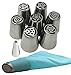 Acacia Place Russian Piping Tips Large Flower Cake/Cupcake Stainless Steel Decorating Icing Nozzles with Reusable Silicone Pastry Bag 8pc Set Plus Bonus Leaf Tip