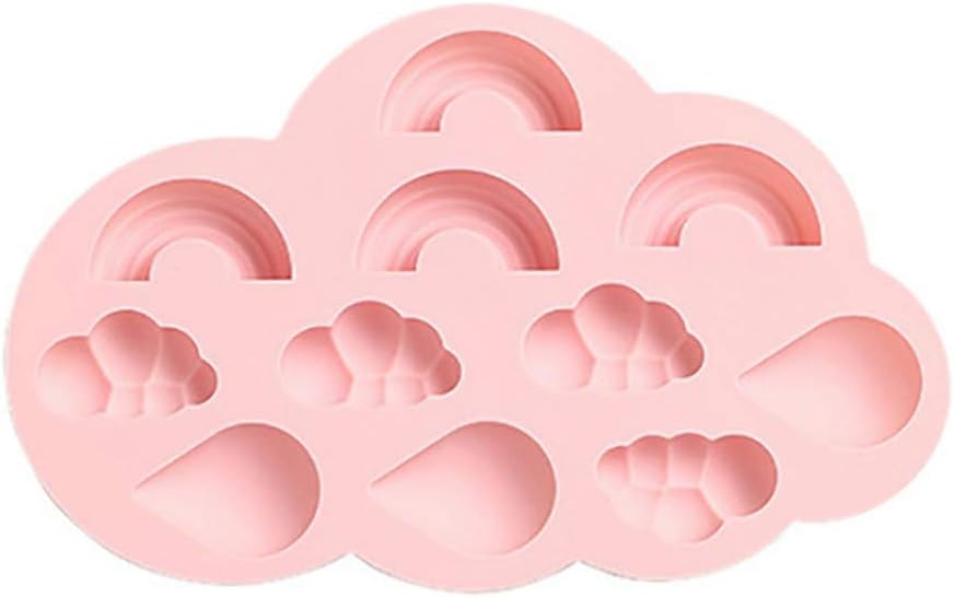 OCCOKO Baking Mold Fruit Silicone Fondant Mould Chocolate Sugar Craft Cake Mold Baking Cake Silicone Mold(Clouds raindrops Pink, 22.6X14.5X1.5cm)