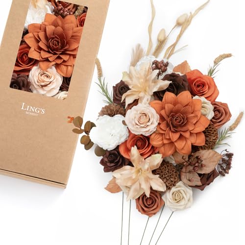 Ling's moment Boho Artificial Flowers Burnt Orange