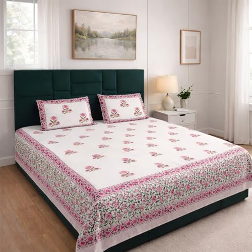 Sooti Bandhan Hand Block Printed Bed Sheet