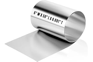 MTJSWXSY Stainless Steel Shim Stock, 304 Stainless Steel Foil Plate Thin Metal Sheet Strip Shim Roll for Crafts, Electronic Equipment, Full Hard Temper, 50" Long x 6" Wide x 0.001" Thick