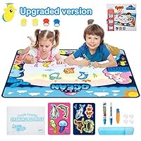 FONLLAM 42" X 28" AquaDoodle Magic Mat - Kids Water Drawing Mat - Educational Toys for 2 3 4 5+ Girls Boys Toddlers with 3 Water Pens and Drawing Booklet