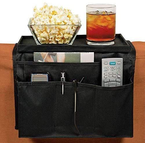 Armchair Organiser Sofa Armrest Storage Bag TV Remote Control Caddy Arm Rest Organiser Holder Sofa Tray Remote Caddy Chair Couch Storage Arm Tidy 6 Pockets Armchair Table Storage Bag with Cup Holder