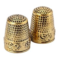 Mtsooning 10Pcs Gold Finger Thimble Sewing Grip Fingertip Protector Metal Shield Pin Needles Partner for DIY Crafts Tools Needlework