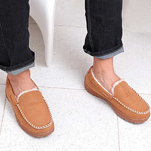 festooning Mens Slippers Moccasins Slip on Memory Foam House Slipper Shoes Beige Size 9