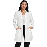 Cimmuovere Professional White Lab Coat for Women, Long Sleeve Medical Uniform, Practitioner Smock