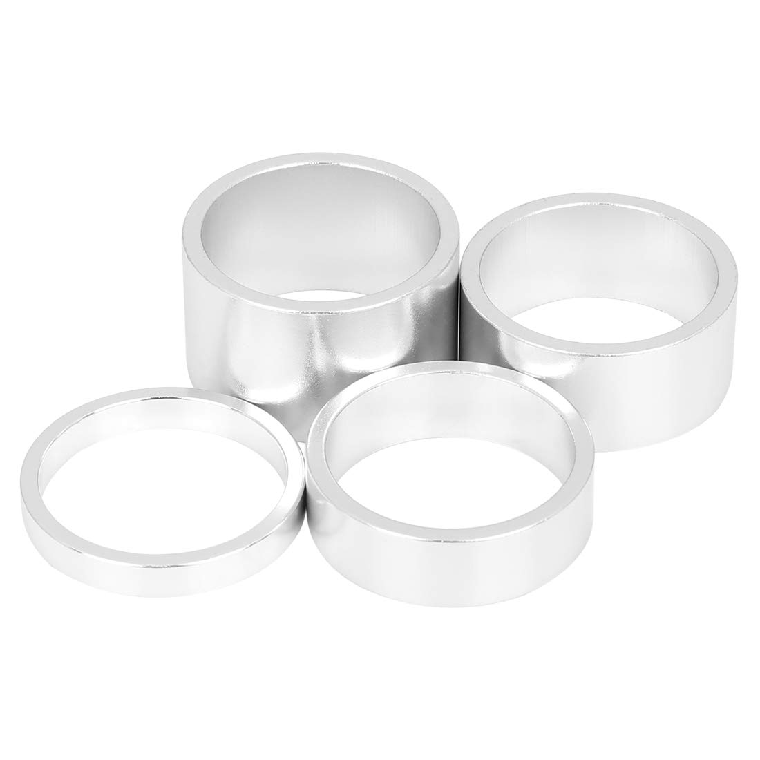 X AUTOHAUX 4 Pcs Bike Headset Spacer Silver Tone Fit 11/8inch Stem 5 10 15 20mm