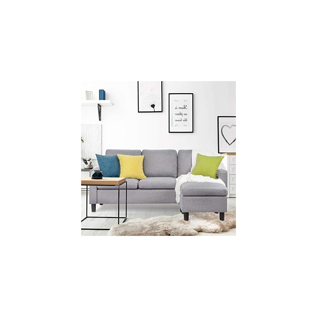JY QAQA Sectional Sofa Couch Convertible Chaise Lounge, Modern Sofa Set