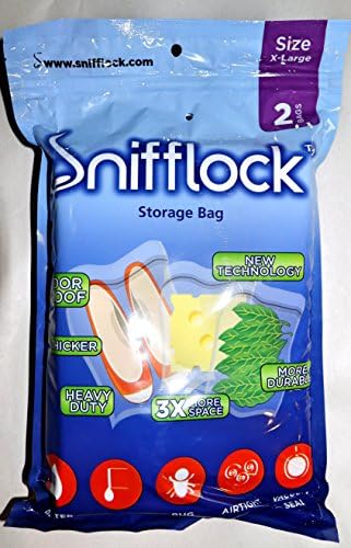 X-large Sized ~ Slider Storage Bags By Snifflock — X-large Sized, All-purpose Bags — Odor Proof Double Seal — Durable, Leak Proof and Heavy Duty — One Zip Close — 2 Count