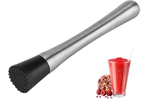 Stainless Steel Cocktail Muddler, 20cm Mojito Masher Fruit Mixer Bartender Tool for DIY Barware