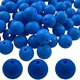 Silicone Beads, 30pcs 19mm Silicone Round Beads for Keychain Making Bracelet Necklace Earring Jewelry DIY Crafts Making(Blue)
