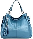 Heshe Fashion Women's Genuine Leather Cross Body Shoulder Bag Satchel Handbag Korean Style (Sky Blue)