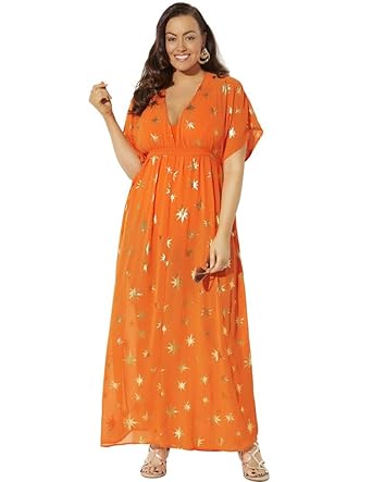 plus size orange maxi dress