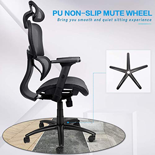 Ergousit Ergonomic Office Chair Mesh Computer Chair with Adjustable 3D Armrest, Lumbar Support