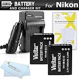 2 Pack Battery And Charger Kit For Nikon COOLPIX S9900, A900, W300, S9300 S6300, S9200, AW120, AW130, S9700, KeyMission 360, KeyMission 170 Camera Includes 2 Replacement EN-EL12 Batteries + Charger +