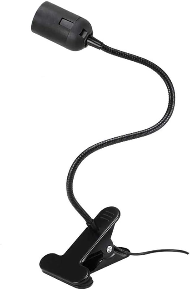 Clip on Bed Light Bulb Holder E27 with UK Plug, Flexible Clamp Lamp