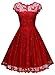 Missmay Women's Vintage Cap Sleeve Lace Overlay Elegant Evening Party Swing Dress