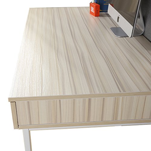 Dland Home Office Computer Desk with 2 Drawers 858-MW, Composite Wood Board with Metal Frame, Maple White Leg, 47" Medium Size, 1 Pack