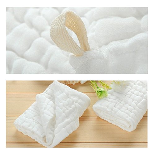 Baby Muslin Washcloths- Natural Muslin Cotton Baby Wipes - Soft Newborn Baby Face Towel for Sensitive Skin- Baby Registry as Shower Gift, 10 Pack 10x10 inches By MUKIN (White) - Thumbnail 4