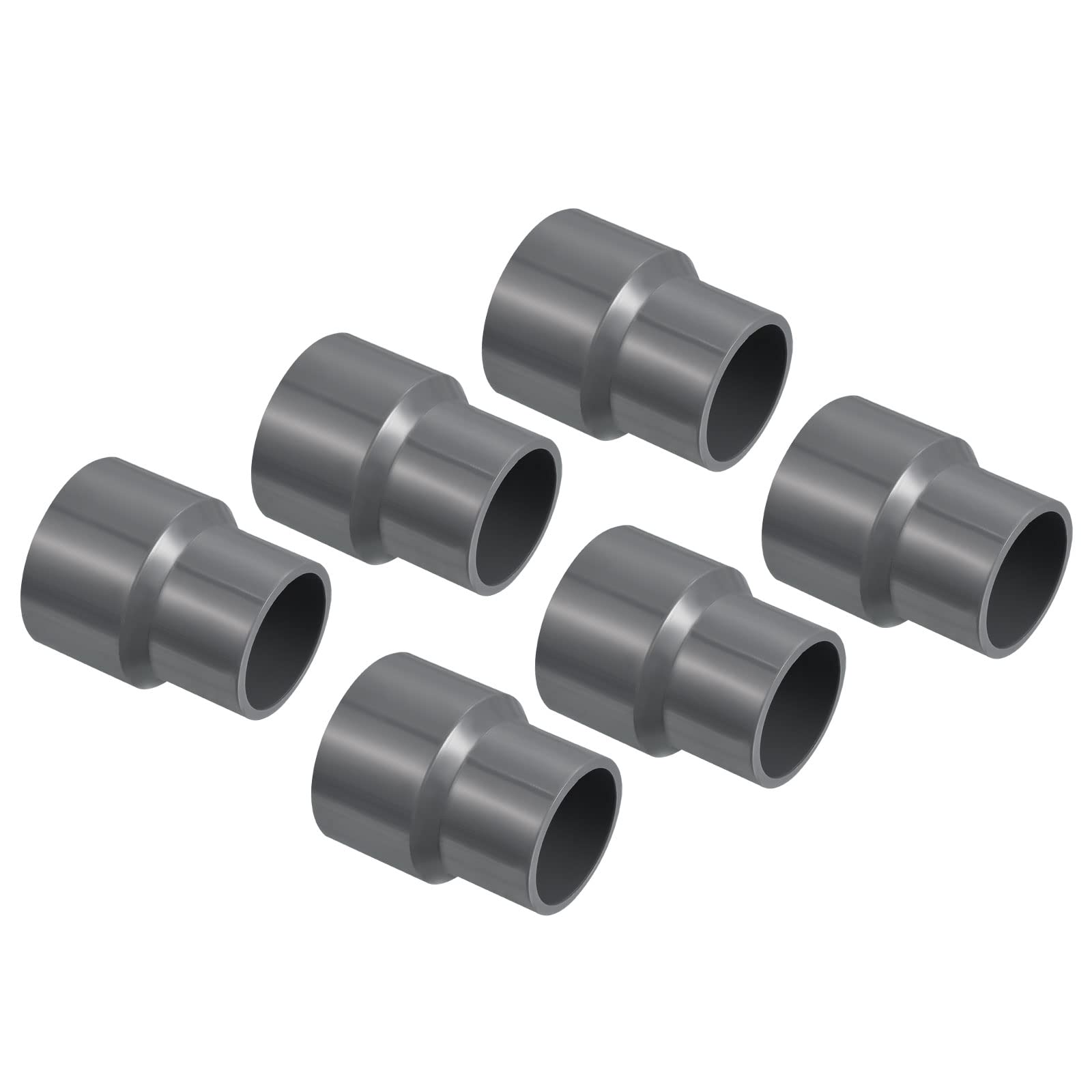 PATIKIL PVC Reducer Pipe Fitting 40x32mm, 6 Pack Straight Coupling Adapter Connector, Gray