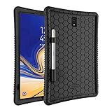 Fintie Silicone Case for Samsung Galaxy Tab S4 10.5 2018 Model SM-T830/T835/T837, [Honey Comb Series] [Kids Friendly] Light Weight Shock Proof Protective Cover with S Pen Holder, Black