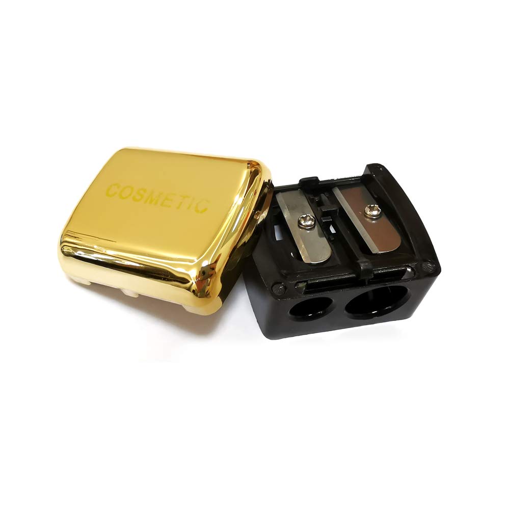 JOSALINAS Dual Makeup Sharpener (2 pack) for Cosmetic Eyebrow Eyeliner Pencil, Golden : Beauty