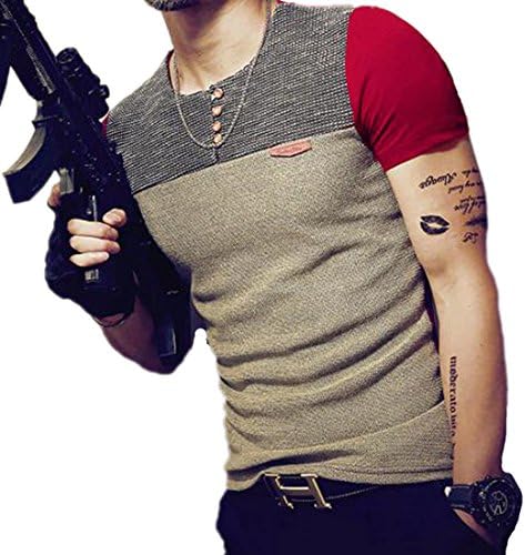 Huaway Mens Summer Short Sleeve Cotton Bamboo Breathable T-Shirt,Red,XX-Large