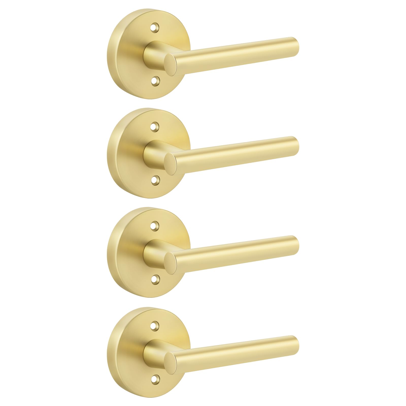 Photo 1 of Goldenwarm 2 Pack Gold Dummy Door Handles, Non-Turning Single Side Pull Door Lever Brushed Gold, Heavy Duty Door Handle for Closet Pantry