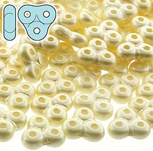Patel Cream Trinity 3-hole Czech Glass Beads 8x8mm 8 Grams