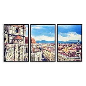 3 Piece Framed Canvas Wall Art for Living Room, Bedroom Italy City Landscape Canvas Prints for Modern Home Decoration Ready to Hang - 16"x24"x3 Panels