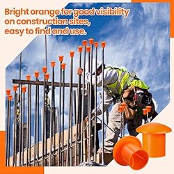 100 Pcs Rebar Safety Caps Orange Plastic Mushroom